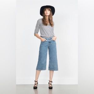 Zara NWOT denim light blue culottes